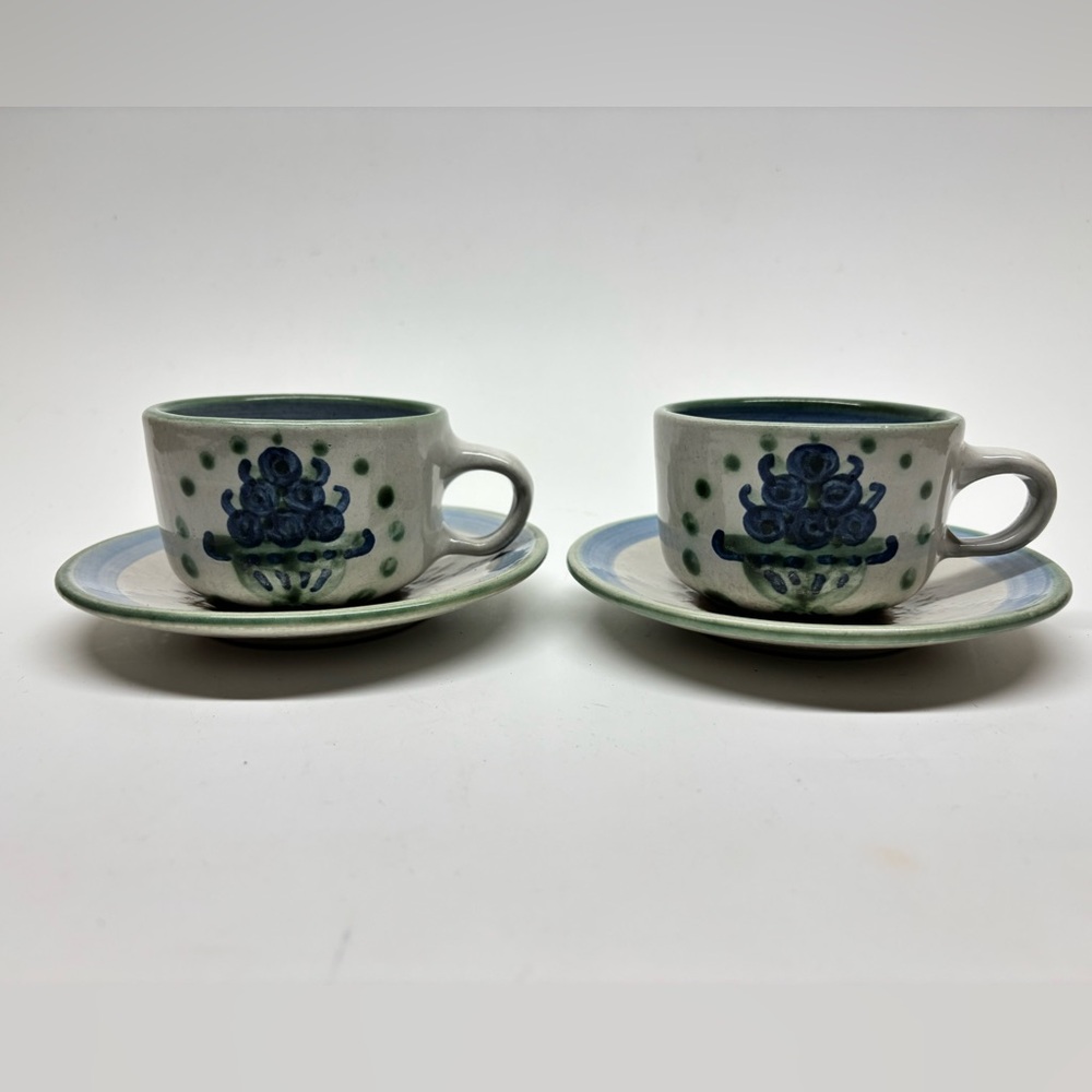 M.A. Hadley Blueberry Bush Cup And Saucer (set Of 2)